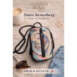 Aimee Kestenberg Mini Crossbody Bag Colorful Print Leather Chain Strap